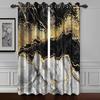 Черные текстурные мраморные оконные шторы для гостиной, роскошные художественные шторы для спальни, черные золотые оконные жалюзи, 2 панели, шторы