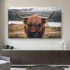 Black and White Highland Cow Cattle Wall Canvas Art Nordic Painting Poster and Print Scandinavian Wall Picture for Living Room No Frame