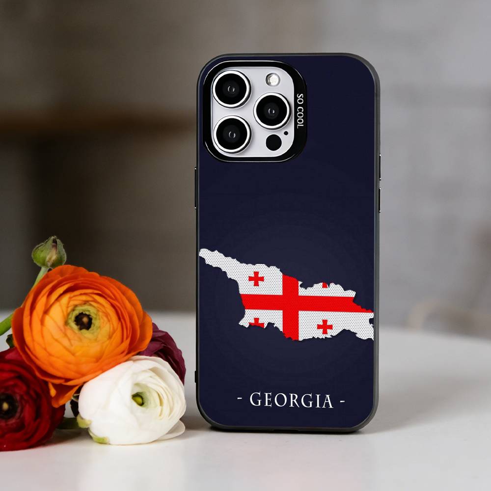 Чехол для телефона с флагом Грузии для iPhone 17,16,15,14,13,12,11 Plus,Pro Max,XS,Красочный серебряный чехол для телефона Funda Cover