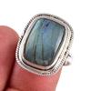 Натуральный драгоценный камень лабрадорит 925 пробы стерлинговое серебро ювелирное кольцо размер 8 v5T18