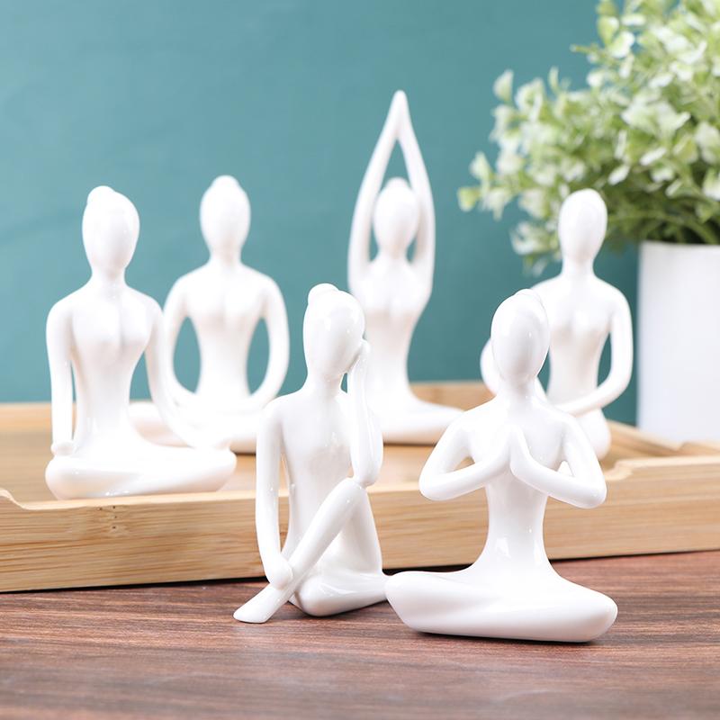 6 стилей медитация поза йоги Статуя Статуэтка Керамическая фигура йоги Декор Орнамент