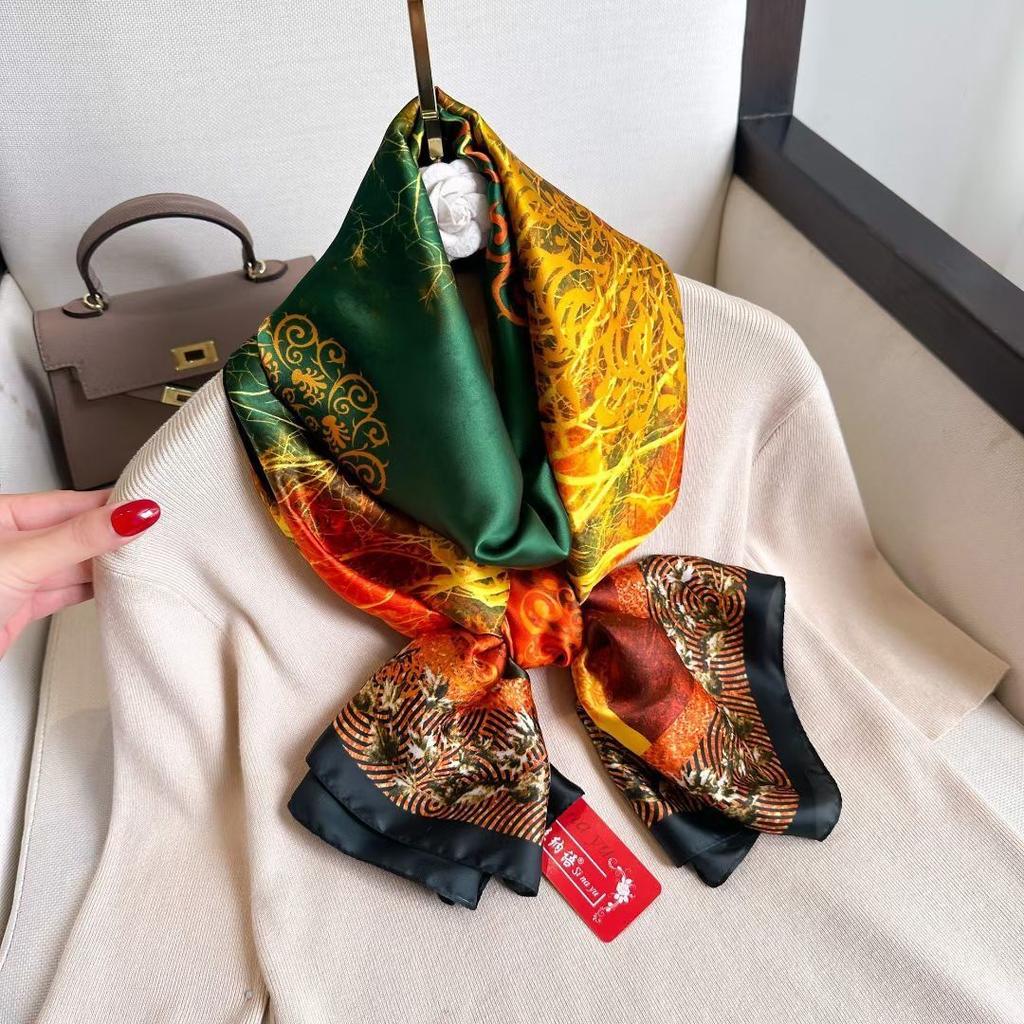 Hangzhou Silk Silk Scarf Autumn and Winter Shawl Two-purpose Thin Style Versatile Fashion New High-end High-end Exterior Matching