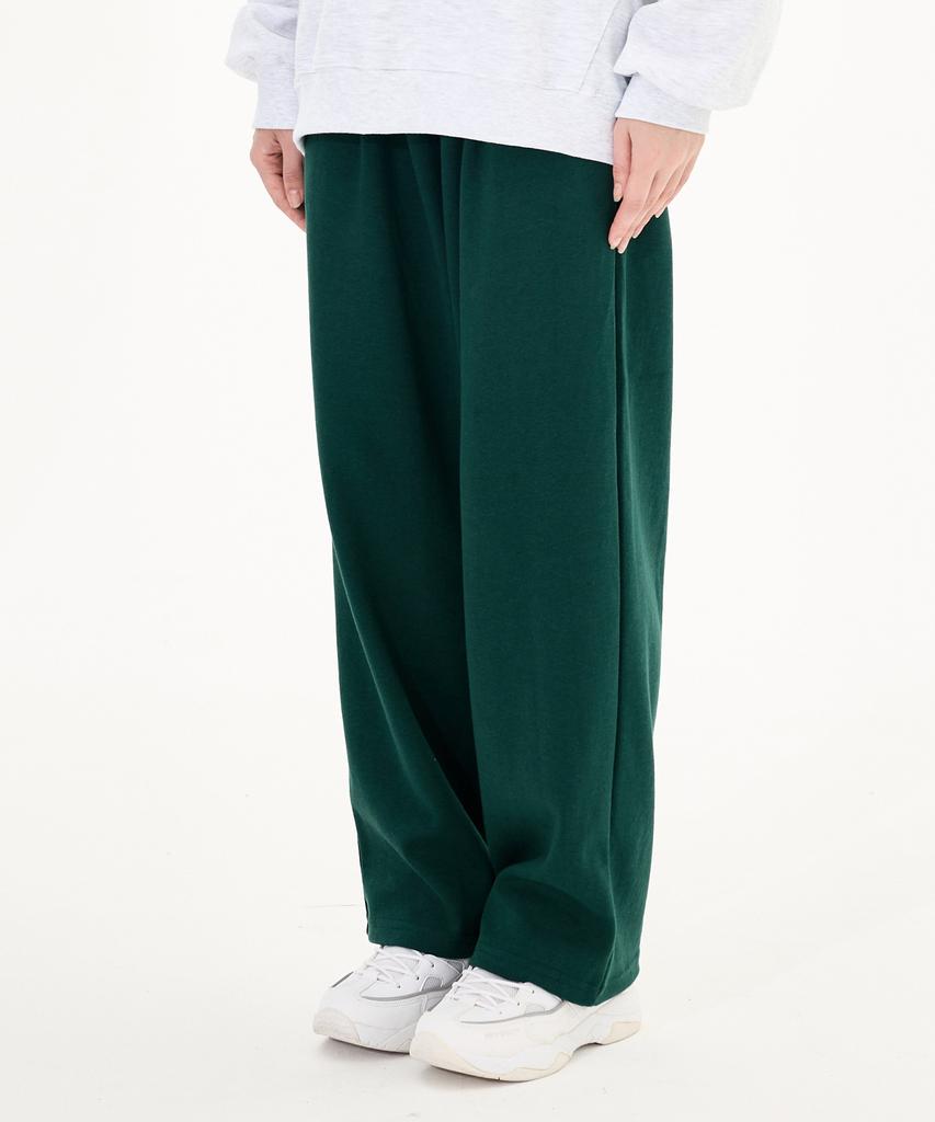 MOZMOZ Plain Single-Pleat Wide Training Pants Green