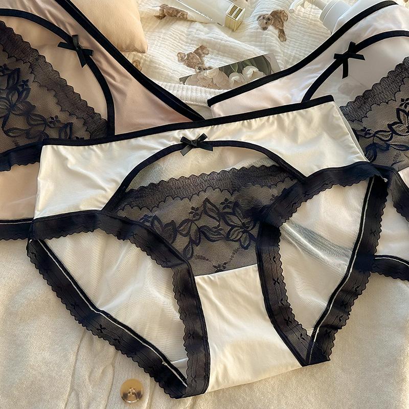 Плюс Размер Женщины Сексуальные Гормоны Кружевной Край Чистое Желание Выдалбливают Трусики Средней Талии