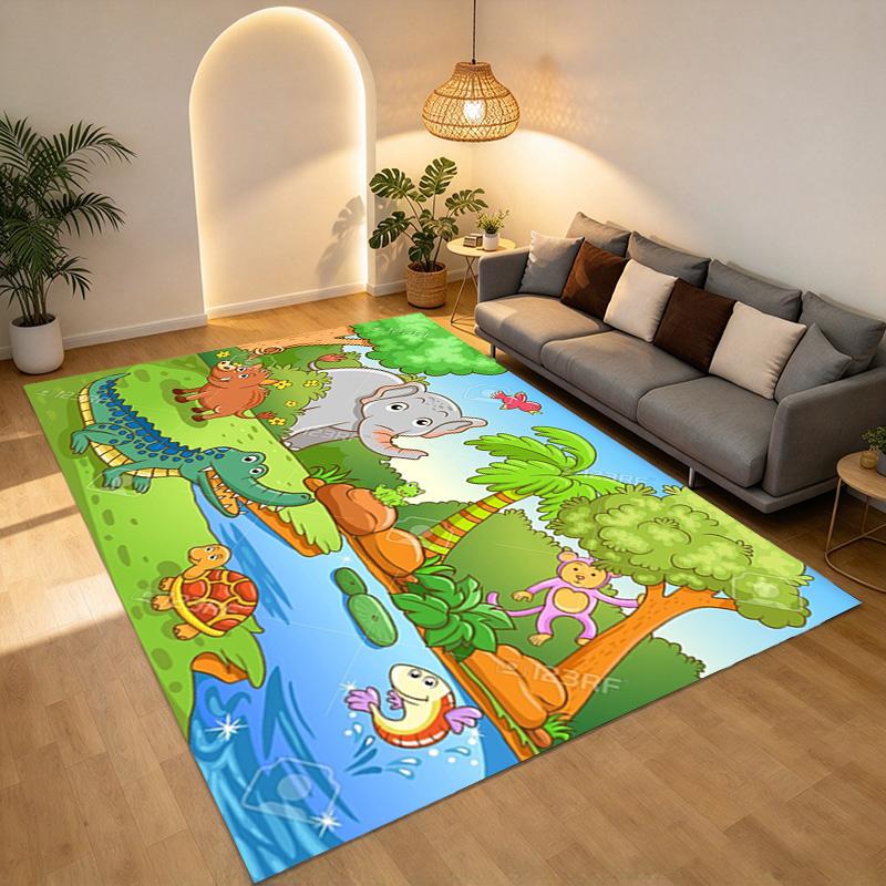 Jungle Animals Living Room Nonslip Area Rug Soft Carpet For Bedroom Game Playroom Sofa Office Home Decor Doormat Christmas Gift C9301900