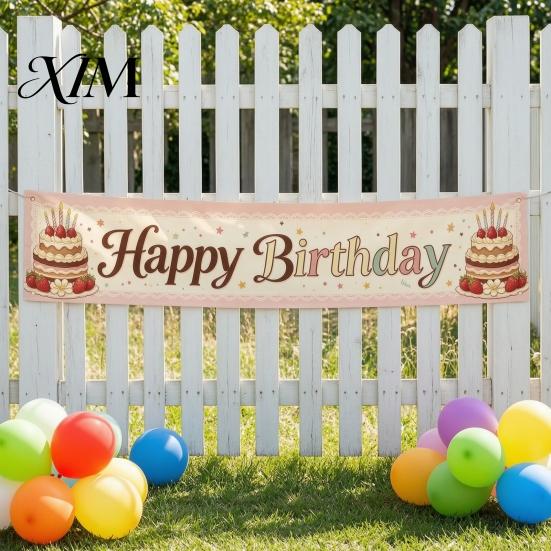 Outdoor Photo Background Large Happy Birthday Yard Banner Sign, 70 x 15 Inch Decoration Backdrop for Boys Girls Party Supplies Indoor Wall Hanging