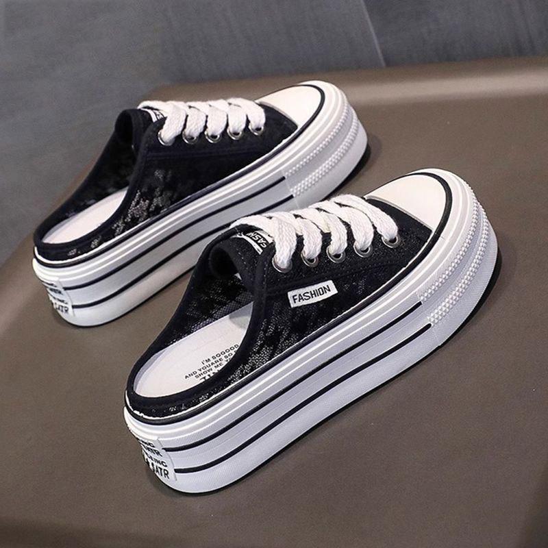 Шлепанцы на толстой подошве женские летние женские туфли уличные сетчатые туфли без каблуков полушлепанцы