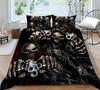3D Black Skull Head Pattern Bedding Single Double Bed Full Size Special Skull Head Print Pillowcase and Quilt Cover 2 or 3 Comfortable Home Decoration