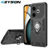KEYSION Shockproof Armor Case for Tecno Pova 6 Neo 4G Camera Lens Protection Ring Stand Phone Back Cover for Tecno Pova 6 Neo 4G