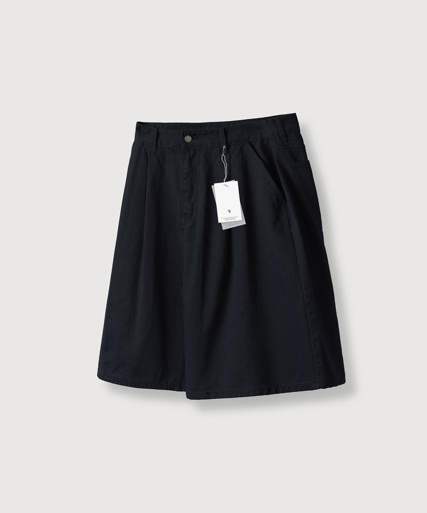 MOOD INSIDE Light Cotton Single-Pleat Bermuda Pants_Navy