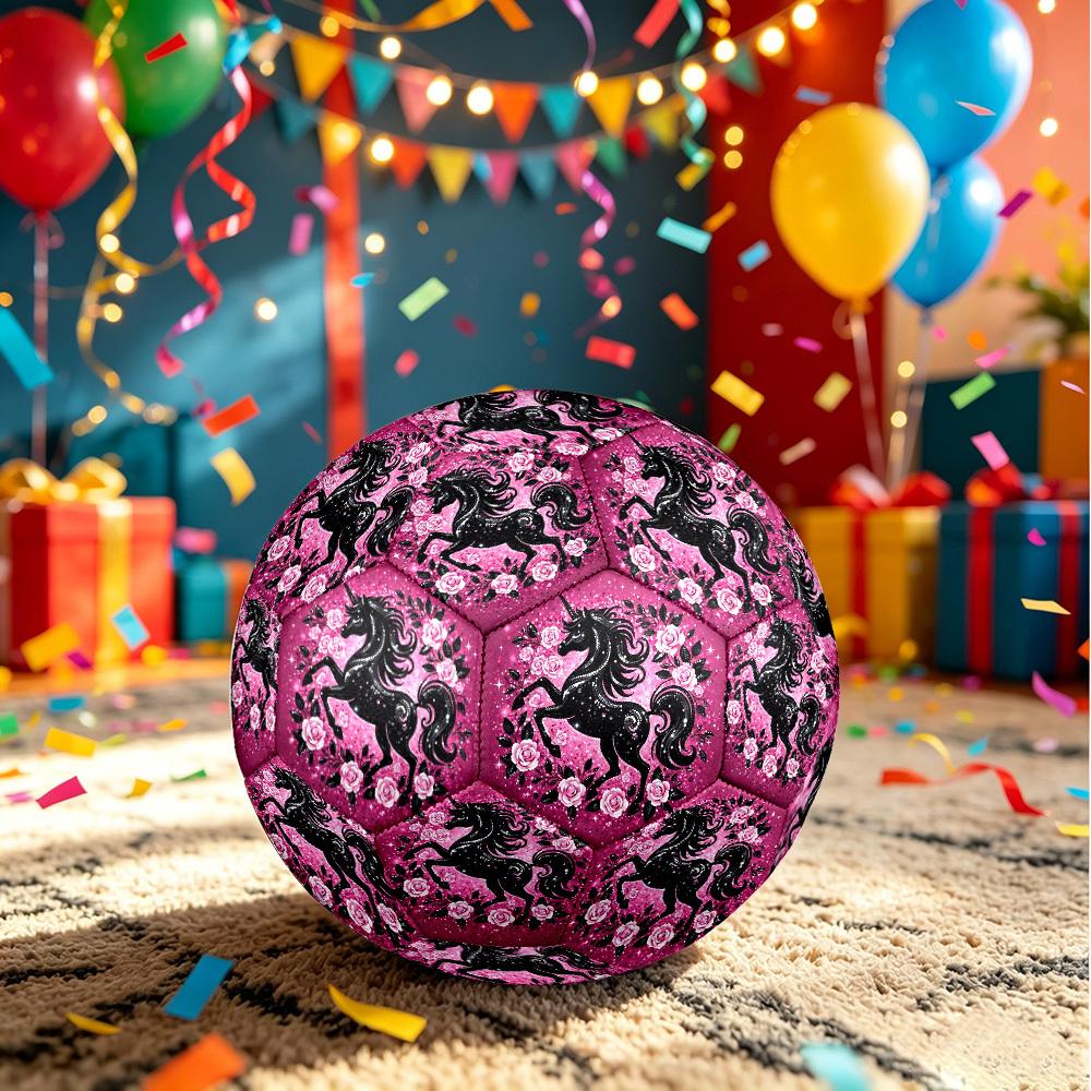 1pc Unicorn Sparkle Garden Theme Soccer Ball Football, Size 5, Lightweight PVC, Outdoor Training Soccer Ball,Gift c6513