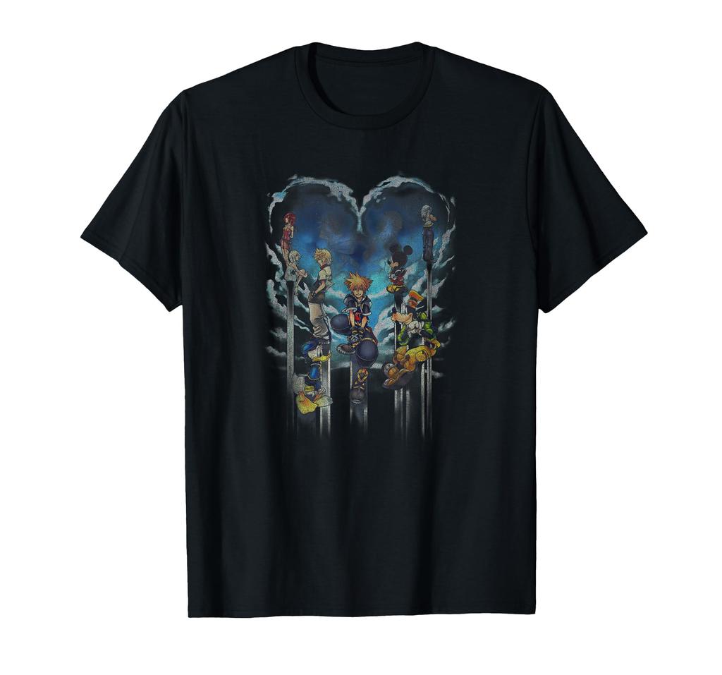 Disney Kingdom Hearts Main Character Heart-shaped Antique Style T-shirt