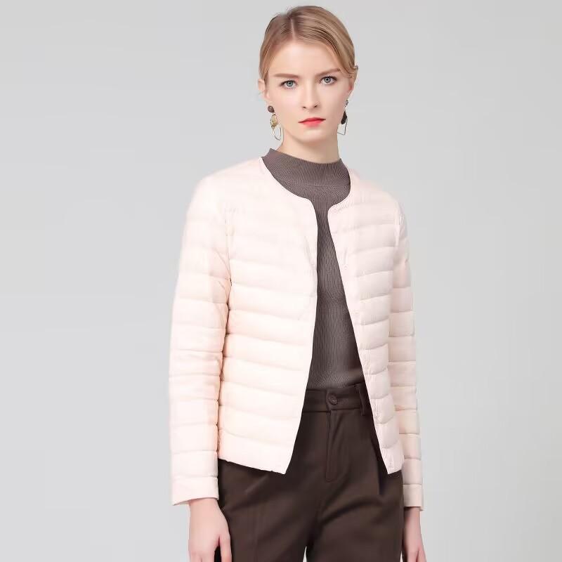 Новый легкий пуховик для женщин в коротком пуховике с круглым вырезом без воротника для женщин, теплая и утягивающая внутренняя подкладка