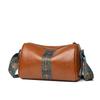 Exquisite Brown Leather Crossbody Bag With Embroidery Unique Strap Bohemian Style Shoulder Bags For Women Ethnic Design Purse
