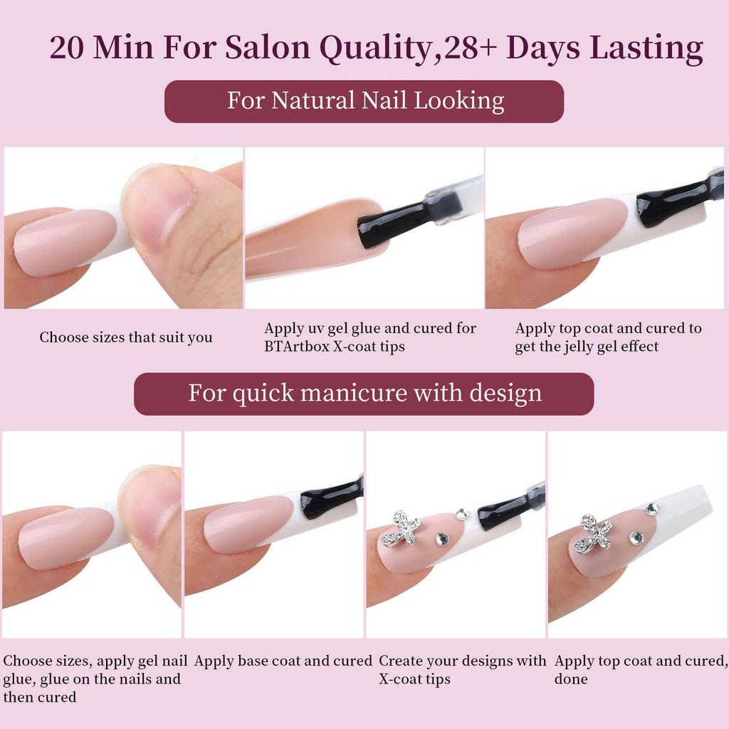 288 шт. Цветные французские типсы Накладные ногти DIY Маникюр Наращивание Длинные ногти-гроб Пресс-он Ногти Многоразовые Полное покрытие Искусство накладных ногтей