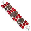Natural Mud Crack Fossil, Garnet Gemstone 925 Sterling Silver Bracelet 7-8" G0J62