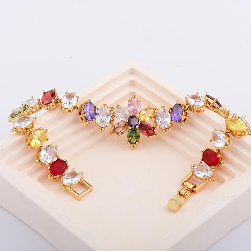 Fine Jewelry Diamond Bracelet Women Brass Zircon Bracelet Women 18k Gold Plated Copper Bracelet for Women Braccialetti Da Donna