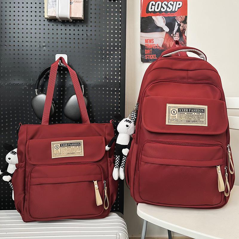 Школьные рюкзаки Студенты колледжа Девушки Старшеклассники Рюкзак большой вместимости Бордовый Рюкзаки для учеников средней школы