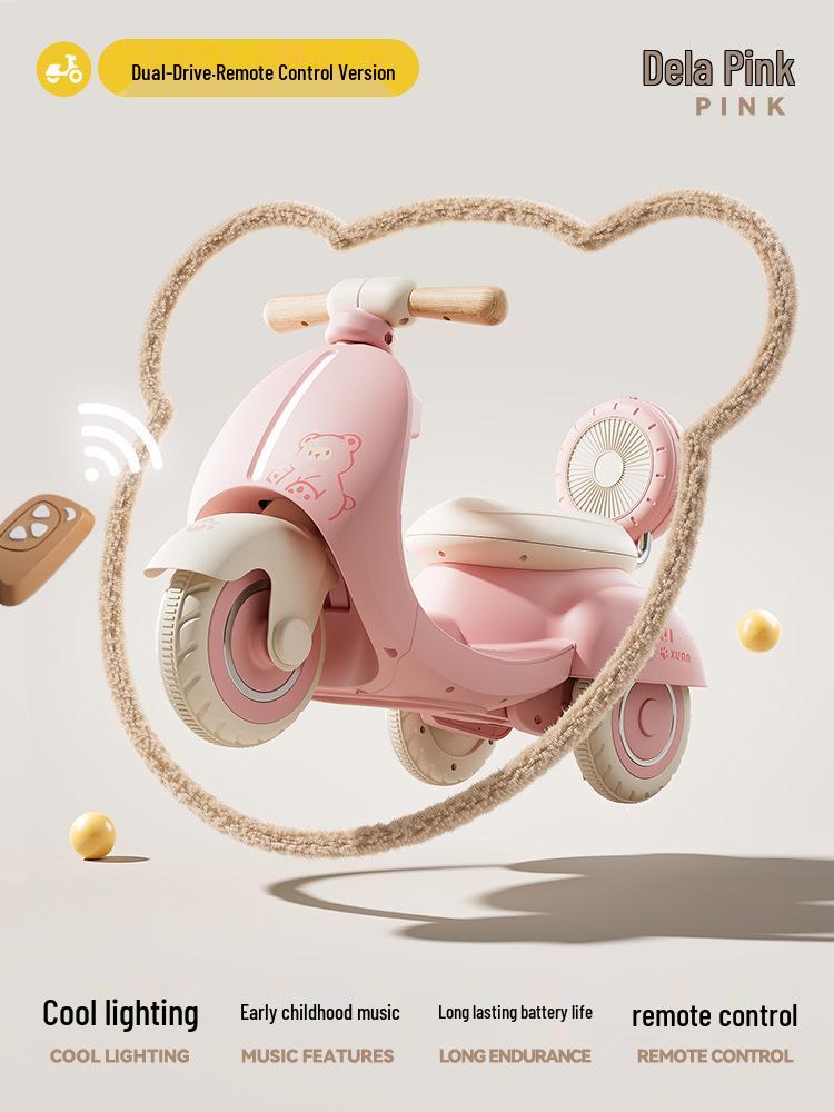 Детский электрический трехколесный мотоцикл с пультом дистанционного управления и световыми эффектами для мальчиков и девочек - Автомобиль Мулан