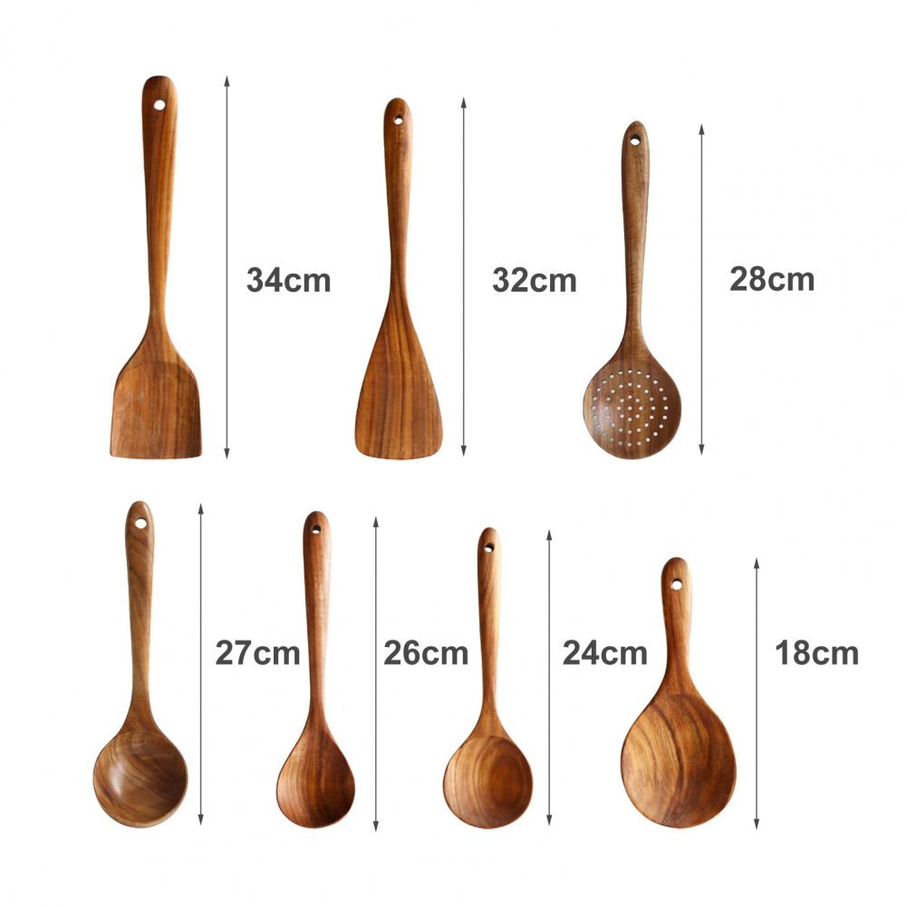 Деревянная кухонная утварь с антипригарным покрытием, набор деревянных кухонных принадлежностей с удобными ручками, лопатки, половники, ложки, кухонные принадлежности для легкого измерения