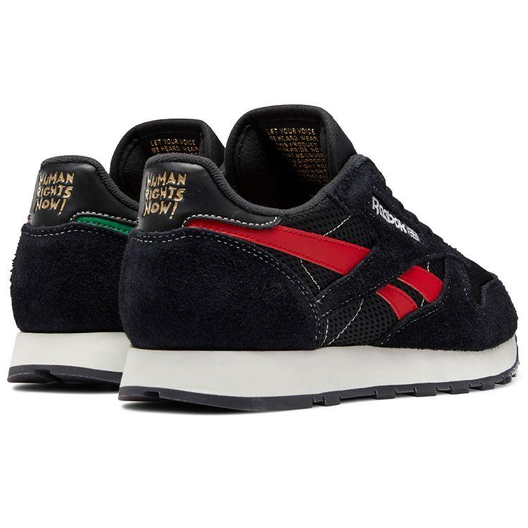 Reebok Классическая кожаная Права человека сейчас! - Черно-красные мужские кроссовки Core-Black Vector-Red Gold-Metallic GY0707