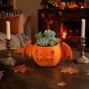 Halloween Pumpkin Succulents Pot Bat Wing Planter, 3D Printed Gothic Small Plant Creative Party Decorations Pot, Multi-Purpose Desktop Storage