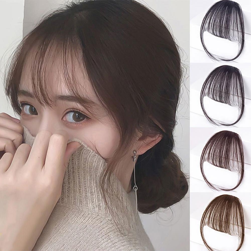 Синтетические натуральные волосы на лбу с челкой, искусственные челки, парик с воздушной челкой, женский парик, настоящие комические гладкие челки, невидимый парик