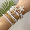 Starfish Multilayer Shell Bracelets Bohemian Wrap Charm Hand Chain New Conch Beaded Bangles  Gifts