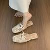 Lady Style Bag Head Half Slippers Women Wear Summer Wind with Skirt Gentle Mesh Sandals