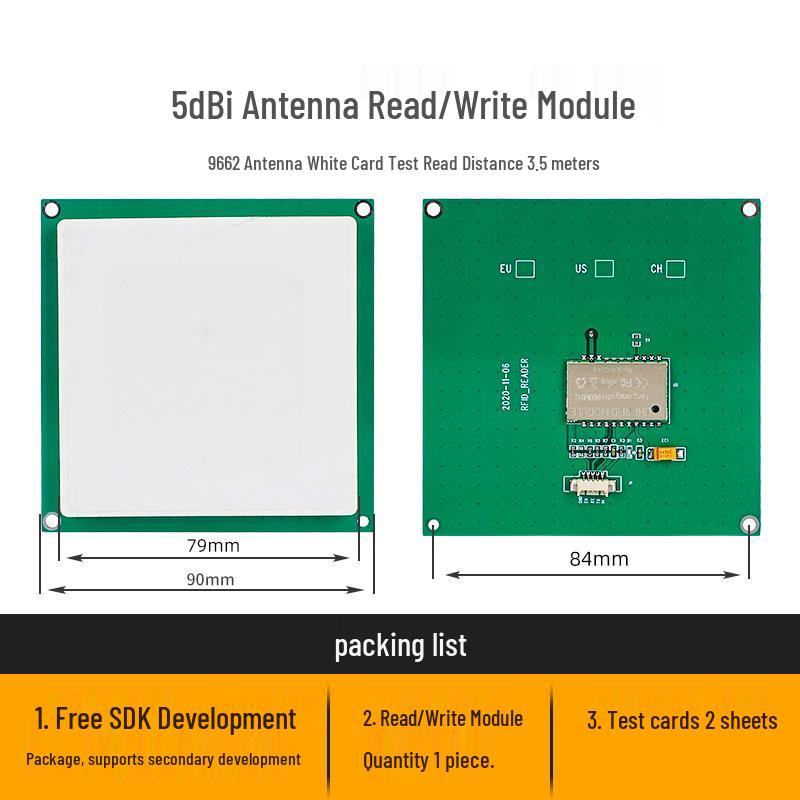 UHF RFID Read-Write Module with Integrated Antenna and Serial Port Communication for Electronic Tags
