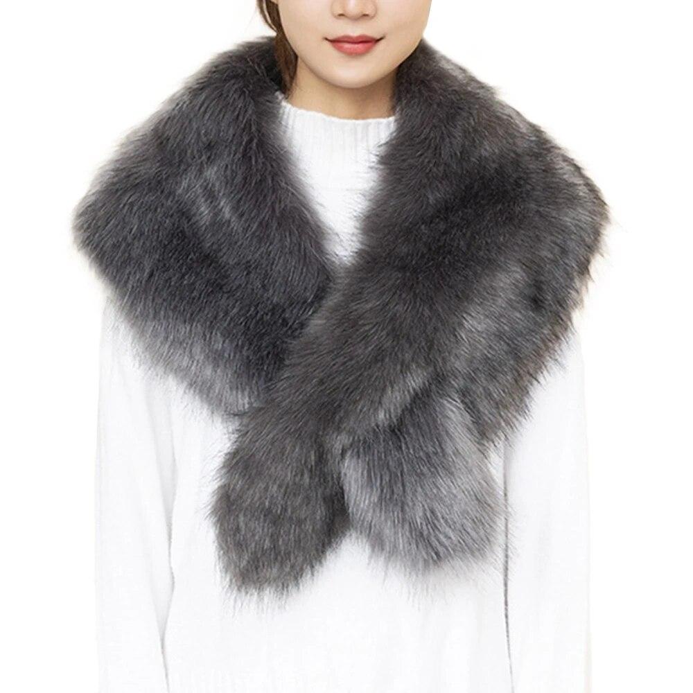 Женский зимний шарф из искусственного меха, длинный шарф с запахом и воротником, шаль, теплый мягкий уютный шарф для шеи, шейные платки