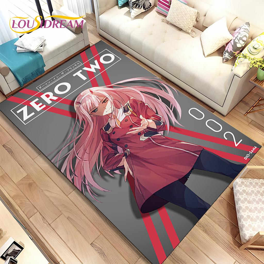 Аниме Zero Two DARLING In The FRANXX Коврик, Коврик для гостиной, спальни, дивана, коврик для двери, детский нескользящий напольный коврик
