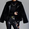 European & American Women's Black Mink Velvet Short Coat - Fashionable, Warm, Slim Fit