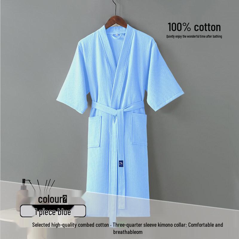 Unisex Quick-Dry Waffle Bathrobe for Home, Hotel, or Spa
