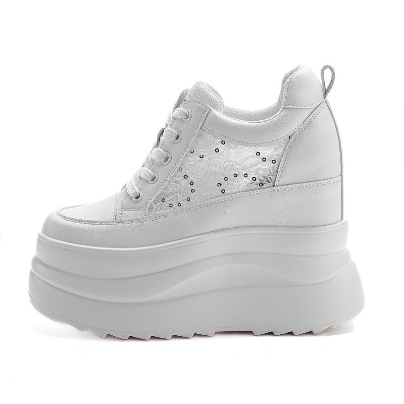 Top Quality 13CM Genuine Leather Platform Wedge Flats Shoes Chunky Sneaker Casual Comfy 2025 Spring Autumn Vulcanize Women Shoes