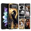 Horse Great Beauty Galloping Cover Phone Case For Samsung Galaxy Z Flip 7 6 5 4 3 5G Flip7 Flip6 Flip5 Flip4 Flip3 Black Fundas