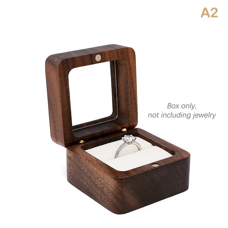 Шкатулка для ювелирных изделий из цельного дерева грецкого ореха, шкатулка для обручальных колец, маленькая настольная для хранения ювелирных изделий