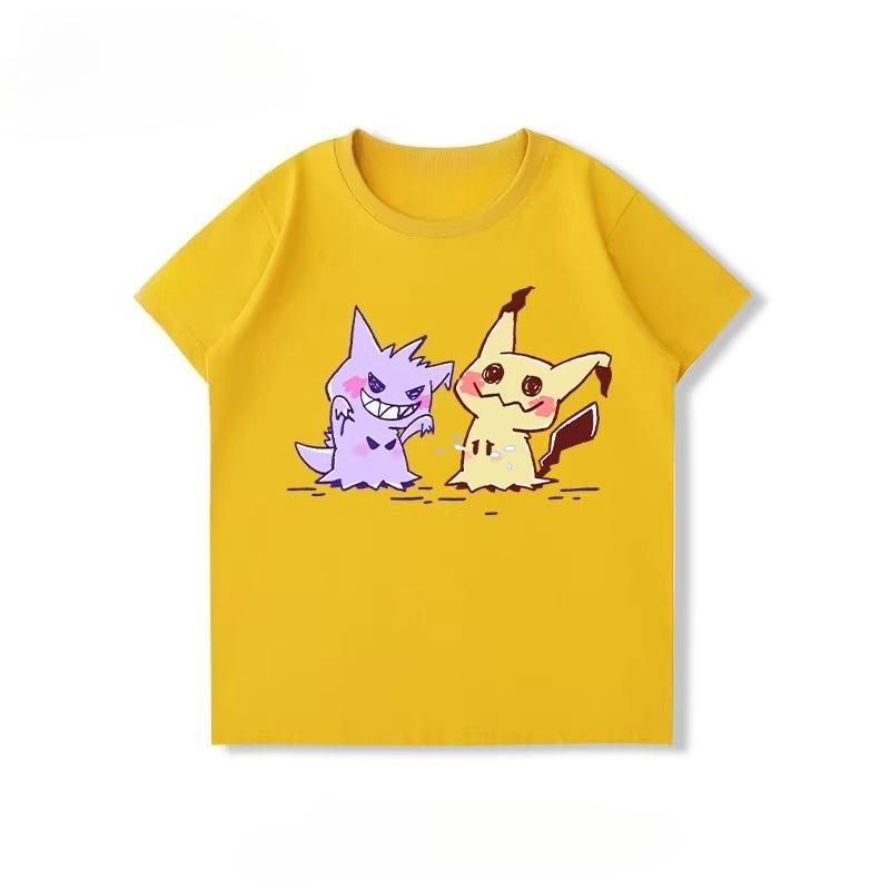 Potdemiel  100 Cotton Childrens Summer New TShirt with Pikachu Print Unisex Comfortable and Breathable Childrens TShirt