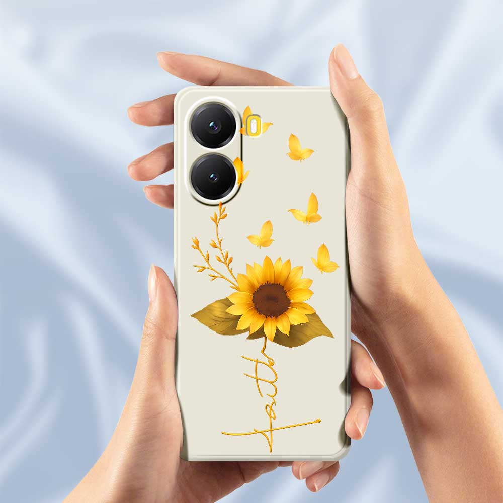 For Xiaomi Redmi Turbo 4 5G/Poco X7 Pro 5G Case Golden Butterfly Sunflower Pattern Printing Straight Edge TPU Phone Back Cover