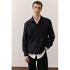 H M Textured oversHirt Regular Fit Navy Blue