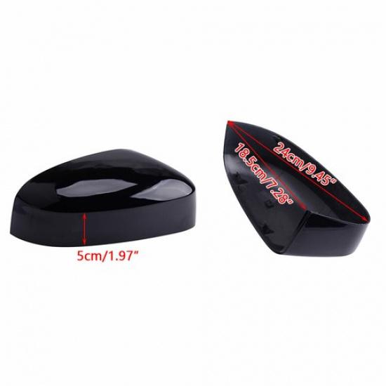 2PCS Gloss Black Side Wing Mirror Cover Cap For 2012-2018 Ford Focus MK3