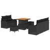 Ensemble de Canapés de Jardin 8 Pièces avec Coussins Noir Poly Rattan Acacia, Canapé de Jardin 2 Places avec Coussins Noir 3362204