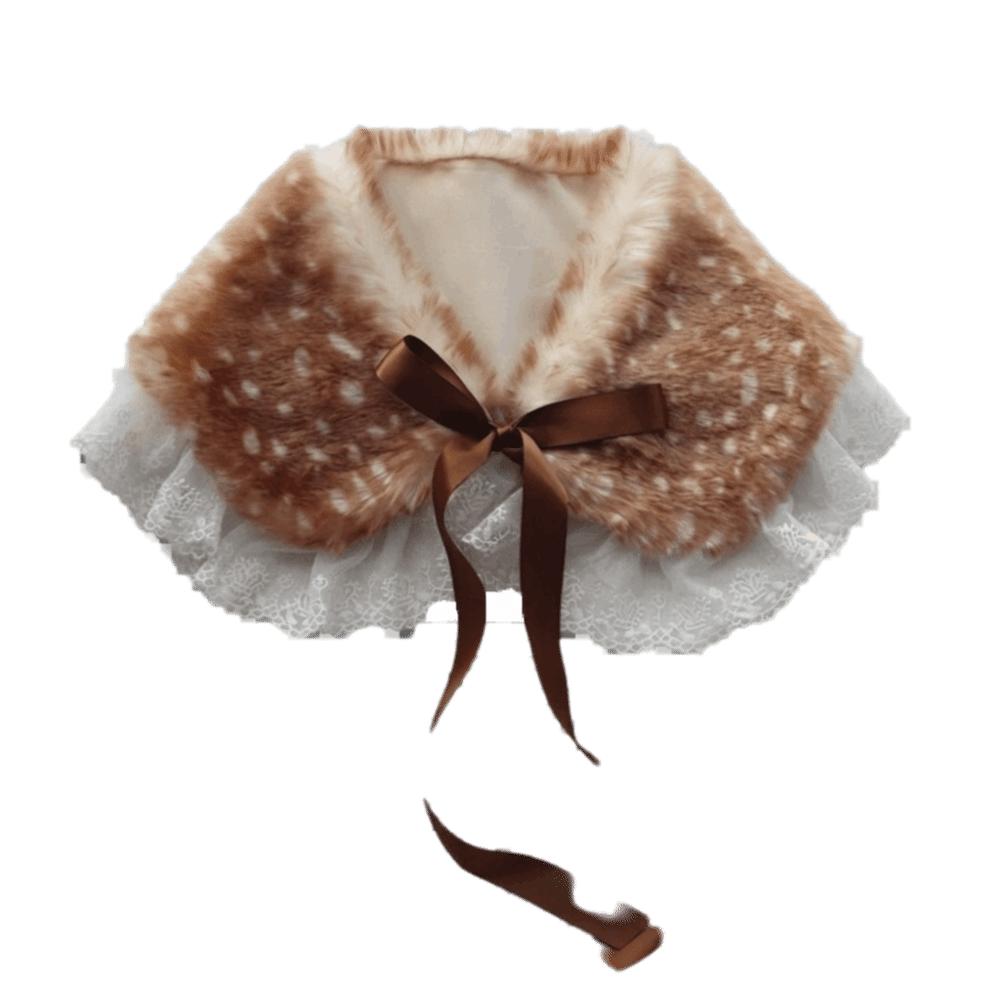 Thick Warm Deer Patterned Faux Fur Scarf Soft Fluffy Mink Fur Fake Collar Skiing Holiday