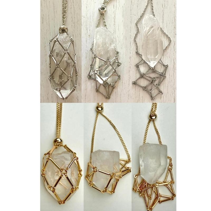 Unique Empty Necklace Holder Adjustable Chain Choker Metal Cage Shape Pendant Necklace for Independent Thinkers