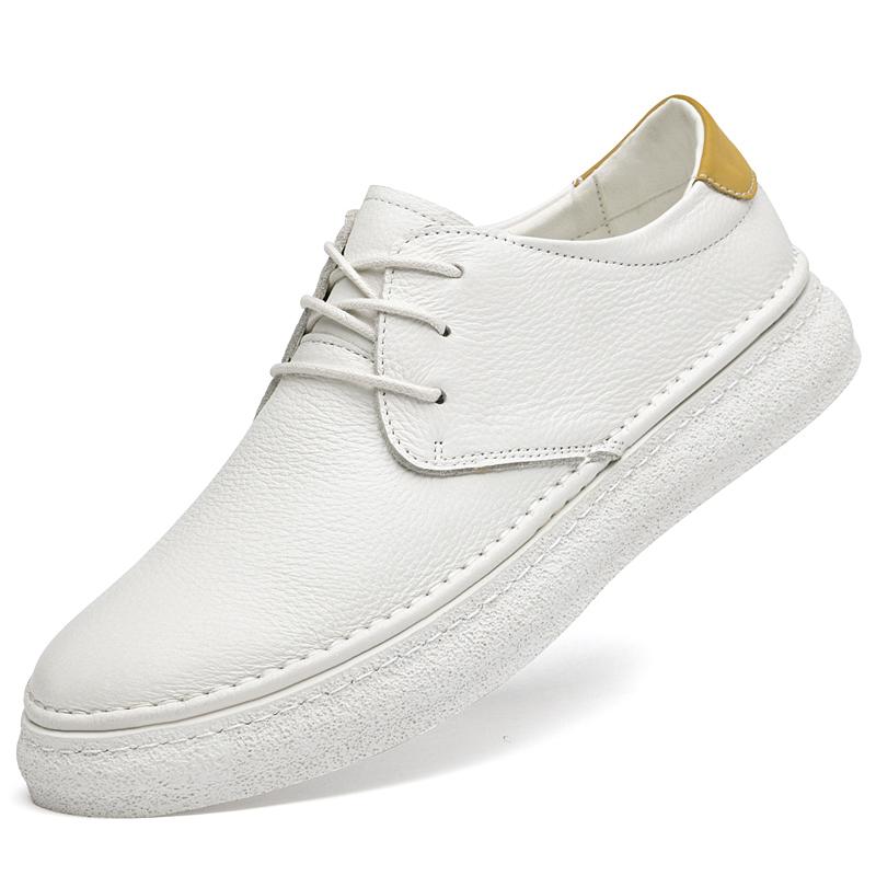 Модные деловые кожаные туфли, роскошные белые кроссовки, модные удобные повседневные туфли для скейтбординга на плоской подошве, новая брендовая мужская обувь из натуральной кожи