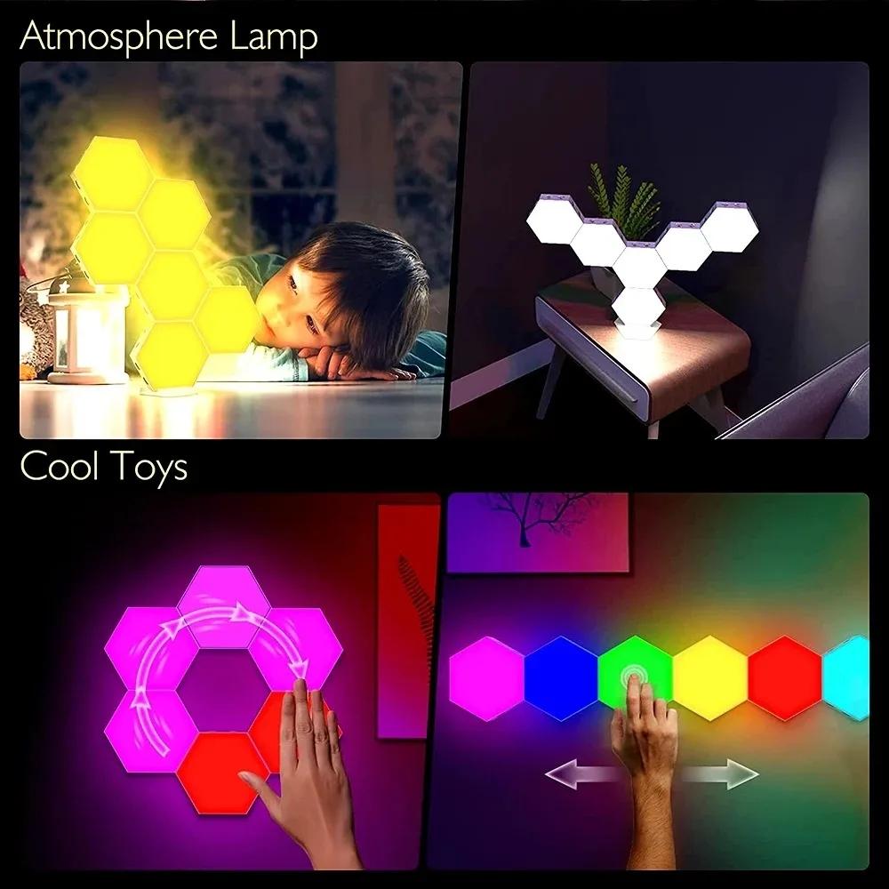6шт. сенсорное управление шестиугольный светодиодный настенный светильник, сотовые светильники, сенсорные настенные светильники, ночники, сотовые светильники