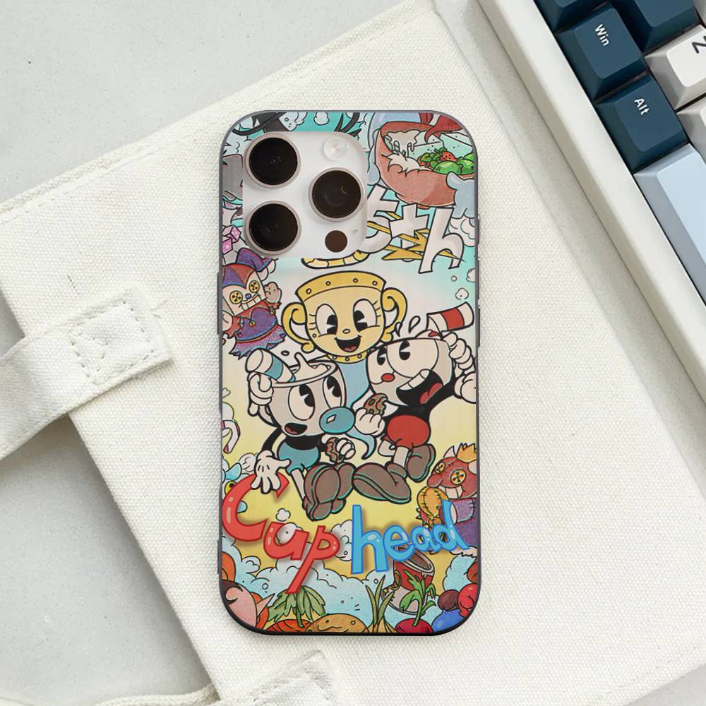 Чехол для телефона с мягким гофрированным покрытием в стиле C-Cuphead Classic Game для iPhone 11 12 13 14 15 16 17 Pro Max Plus Волнистый силиконовый чехол