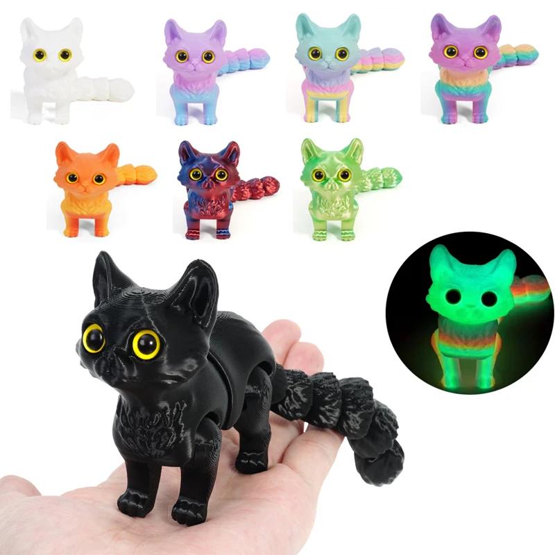 Миниатюрная фигурка милого кота, напечатанная на 3D-принтере, размером 12/16 см, для украшения гостиной, автомобиля, рабочего стола, дома, а также в качестве подарка для детей.