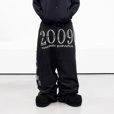 Свободные брюки в стиле ретро в полоску с принтом в стиле хип-хоп в стиле стрит-арт и европейском и американском стиле