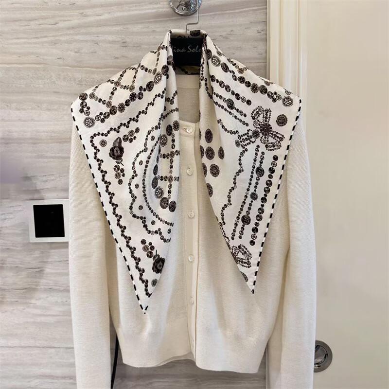 NINA SOLOR Quad-Patch Art Jacquard Mulberry Silk Scarf